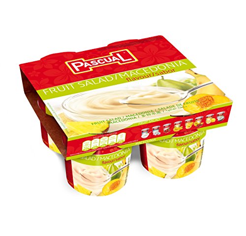 Pascual Yogur Sabor a Macedonia - Paquete de 4 x 125 gr - Total: 500 gr - , Pack de 6