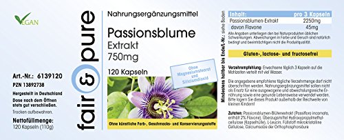 Pasiflora 750mg - Extracto de Passiflora Incarnata - Vegano - Alta pureza - 120 Cápsulas