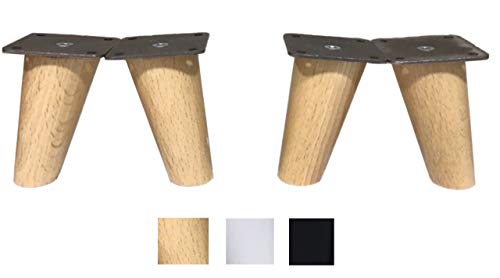 patas para muebles madera haya. Patas cónicas con inclinación, y placa de montaje ya instaladas. 8 cm alto color natural (8 cm)