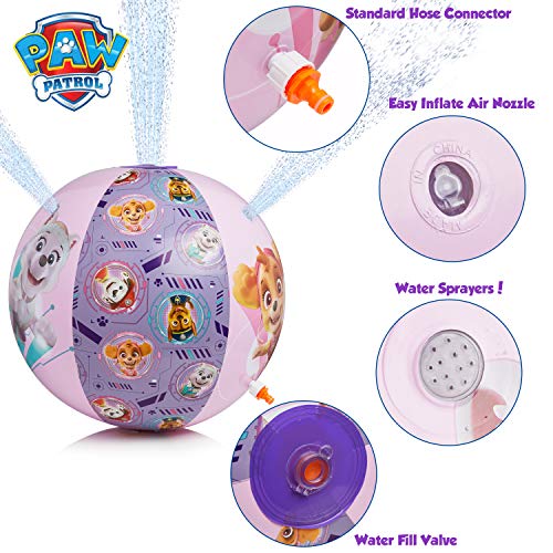 PAW PATROL Juegos de Agua, Bola de Aspersor Niños Inflable, Juguetes para Niños de La Patrulla Canina, Juegos de Agua para Jardin, Regalos Originales para Niños Niñas Edad 3+