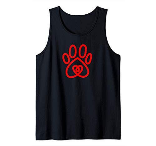 Paw Print Dog Paw Cute Dog Heart Love Pet Puppy Camiseta sin Mangas