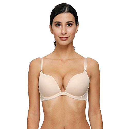 Peach-girl 2020 - Sujetador sexy para mujer con push up de silicona invisible con aros ajustados, tamaño grande - Negro - 95D