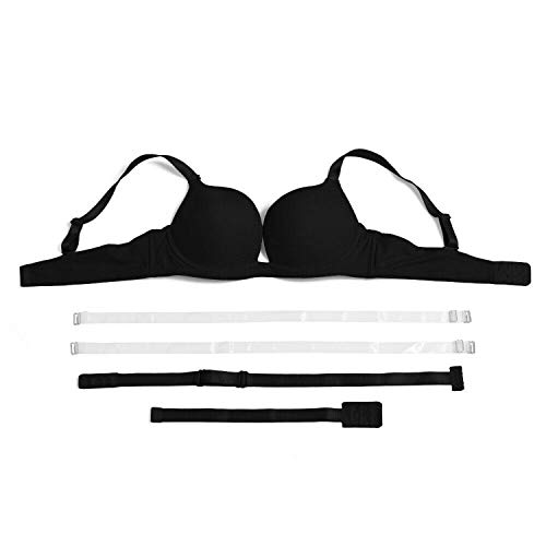 Peach-girl 2020 - Sujetador sexy para mujer con push up de silicona invisible con aros ajustados, tamaño grande - Negro - 95D