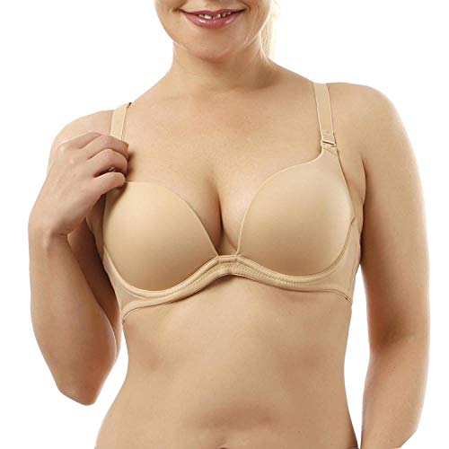 Peach-girl 2020 - Sujetador sexy para mujer con push up de silicona invisible con aros ajustados, tamaño grande - Negro - 95D