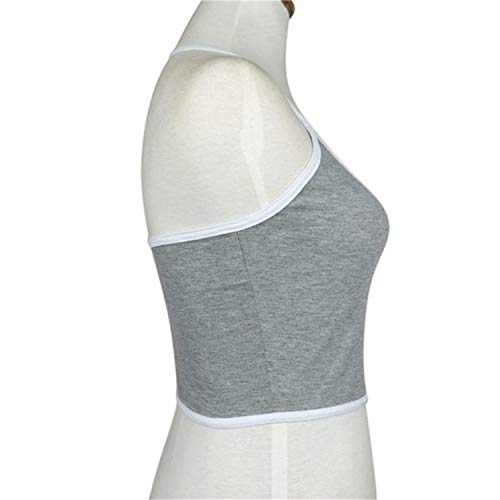 Peach-girl Sexy Sujetador de Tirantes para Mujer, Chaleco de Gimnasio o Deporte con Parte Superior de Corte, Blusa para Cuello - Beige - Medium