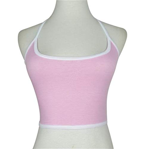 Peach-girl Sexy Sujetador de Tirantes para Mujer, Chaleco de Gimnasio o Deporte con Parte Superior de Corte, Blusa para Cuello - Beige - Medium