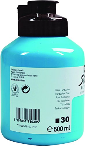 Pébéo - Pintura acrílica, color Azul turquesa 500 ml