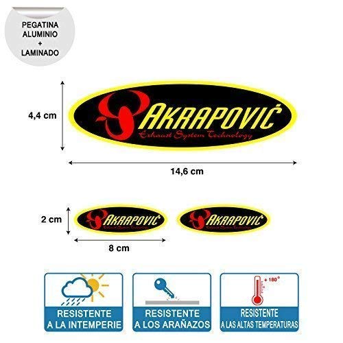 Pegatina Adhesivo Compatible con AKRAPOVIC Ovalado Alta Temperatura Laminado Impresion Digital Tubo DE Escape 3 Unidades