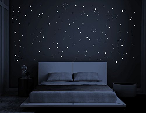 Pegatinas de estrellas luminosas fluorescentes que brillan en la oscuridad, –hermosas como arte mural o pegatinas de pared para niños y decoración de dormitorio