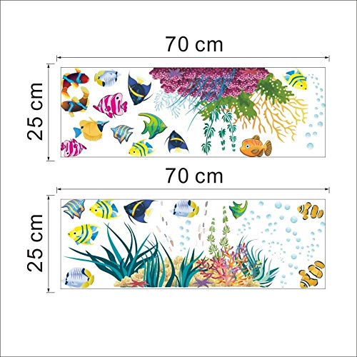 Pegatinas de pared 3D de dibujos animados de peces tropicales El mundo submarino, DIY extraíble vinilo del arte de pantalla, for sala de juegos for niños y jardín de infancia Corredor Decoración 25x70