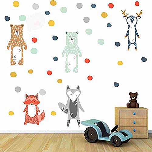 Pegatinas de Pared Los animales del bosque dibujos animados Oso Venado pegatinas de pared para niños heladera decorativa pared Pared del dormitorio infantil decoración de ventana