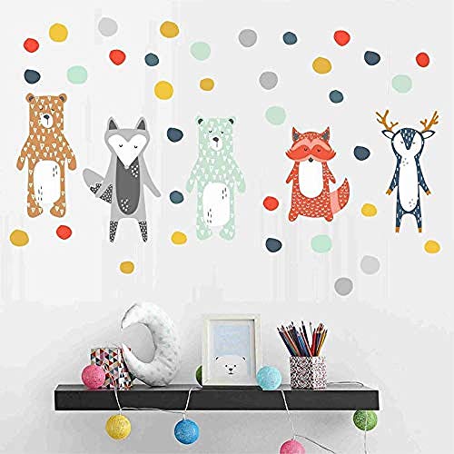 Pegatinas de Pared Los animales del bosque dibujos animados Oso Venado pegatinas de pared para niños heladera decorativa pared Pared del dormitorio infantil decoración de ventana