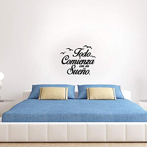 Pegatinas Decorativas Pared Frases Pegatina Cita Inspiradora Vinilos Decorativos Frases Motivadoras Adhesivos Sonrie + Todo Comienza con un Sueño para Habitación Dormitorio Salón Cocina Baño