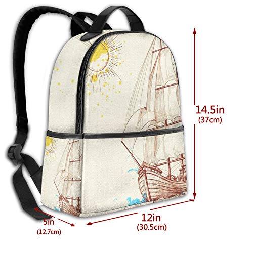 PEIGJH Mochilas Escolares Bolsa Daypack Mochila Tipo Casual para Niños Niñas para Portátiles Netbooks Barco Velero Vela Mar