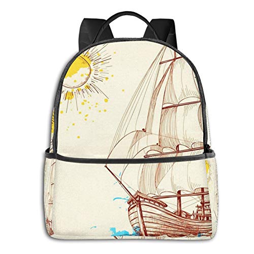 PEIGJH Mochilas Escolares Bolsa Daypack Mochila Tipo Casual para Niños Niñas para Portátiles Netbooks Barco Velero Vela Mar