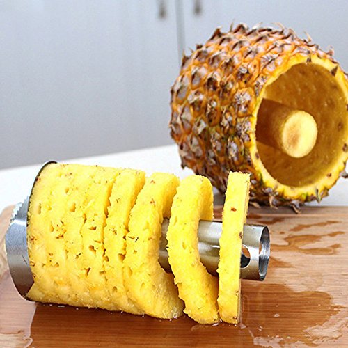 Pelador Cortador de Piña Manual Acero INOX Descorazonador Rebanadora Piña Pineapple Corer Slicer Peeler Negro