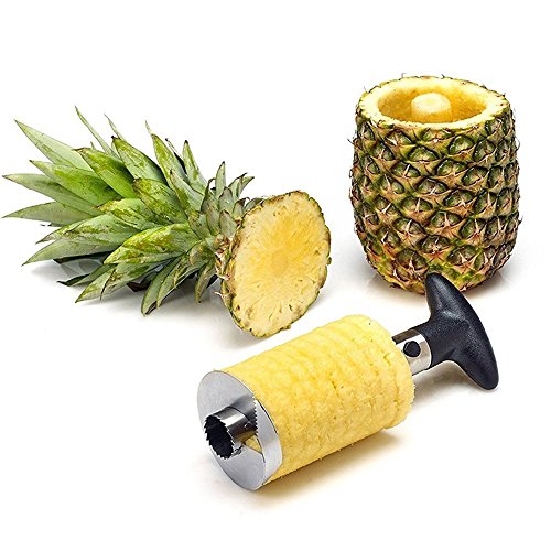 Pelador Cortador de Piña Manual Acero INOX Descorazonador Rebanadora Piña Pineapple Corer Slicer Peeler Negro