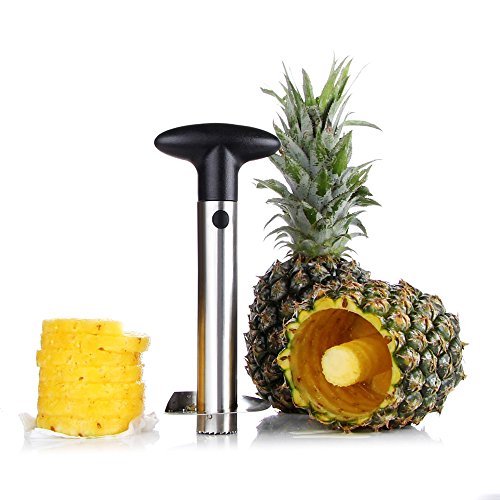 Pelador Cortador de Piña Manual Acero INOX Descorazonador Rebanadora Piña Pineapple Corer Slicer Peeler Negro