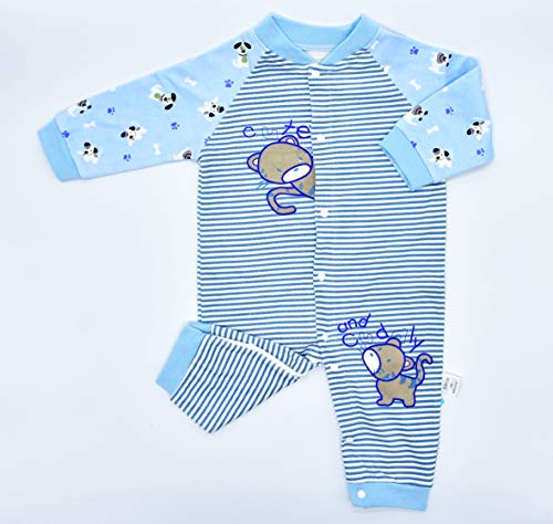 Pelele Recien Nacido Pijama Bebé Niños Azul Enteros Mameluco Algodón Rayas Cremallera Caricatura Sleepsuit Trajes Primavera Verano Otoño Ropa de Una Pieza Monos Outfits Unisexo Niñas 3-6 Meses