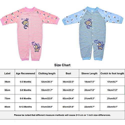 Pelele Recien Nacido Pijama Bebé Niños Azul Enteros Mameluco Algodón Rayas Cremallera Caricatura Sleepsuit Trajes Primavera Verano Otoño Ropa de Una Pieza Monos Outfits Unisexo Niñas 3-6 Meses