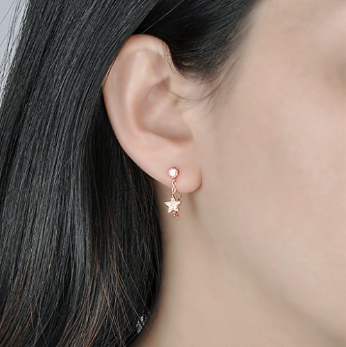 Pendiente elegante de estrella de plata de ley 925 con circonitas cúbicas Infinite U. Pendientes en forma de gota para mujer/niña.