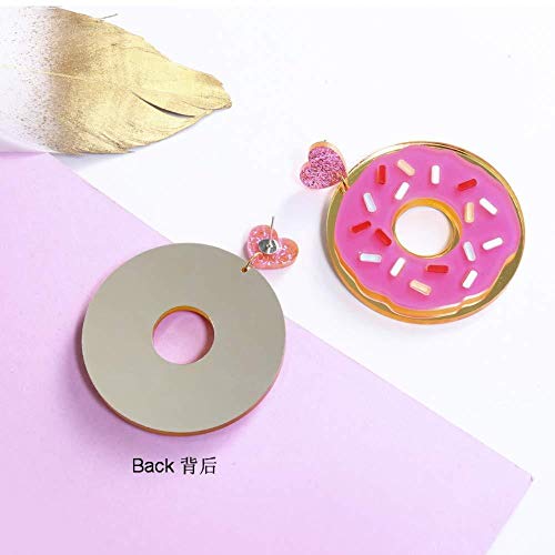 Pendientes De Acrílico De Moda De Verano Cute Food Strawberry Marca Donuts Lovely Cartoon Heart Drop Earrings Funny Party Girl Jewelry