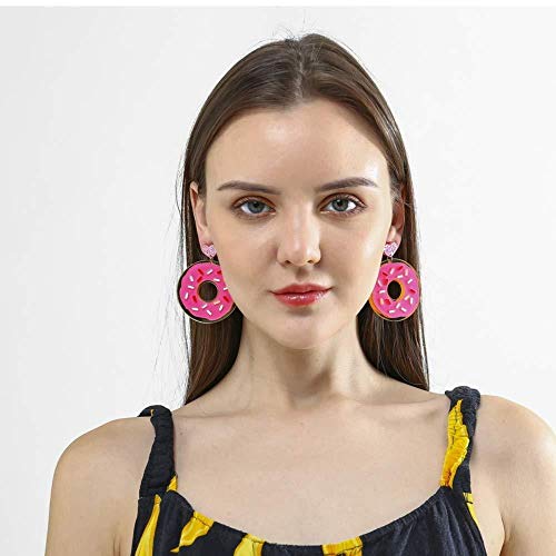 Pendientes De Acrílico De Moda De Verano Cute Food Strawberry Marca Donuts Lovely Cartoon Heart Drop Earrings Funny Party Girl Jewelry