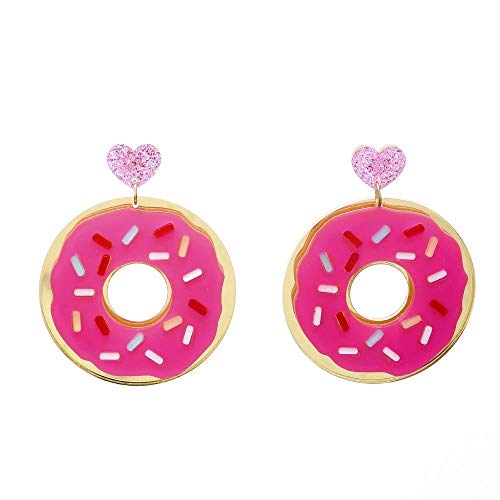 Pendientes De Acrílico De Moda De Verano Cute Food Strawberry Marca Donuts Lovely Cartoon Heart Drop Earrings Funny Party Girl Jewelry