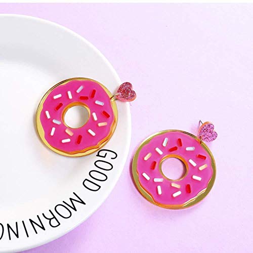 Pendientes De Acrílico De Moda De Verano Cute Food Strawberry Marca Donuts Lovely Cartoon Heart Drop Earrings Funny Party Girl Jewelry