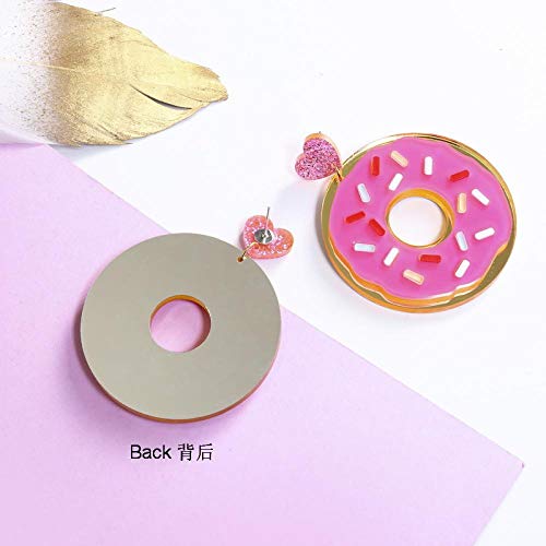 Pendientes de acrílico de moda de verano Cute Food Strawberry Marca Donuts ly Pendientes de gota de corazón de dibujos animados   Joyería de fiesta divertida