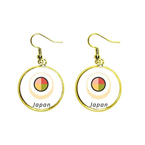 Pendientes japoneses tradicionales de Sushi Maki cuelgan oro gota pendiente joyería mujer