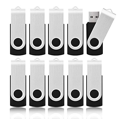 Pendrive 8GB USB 2.0, KOOTION Memoria USB 10 Piezas Flash Drive Pen Drive, Pack de 10 Unidades Pen USB Stick, Negro y Plata