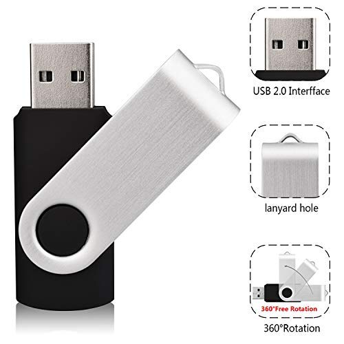 Pendrive 8GB USB 2.0, KOOTION Memoria USB 10 Piezas Flash Drive Pen Drive, Pack de 10 Unidades Pen USB Stick, Negro y Plata