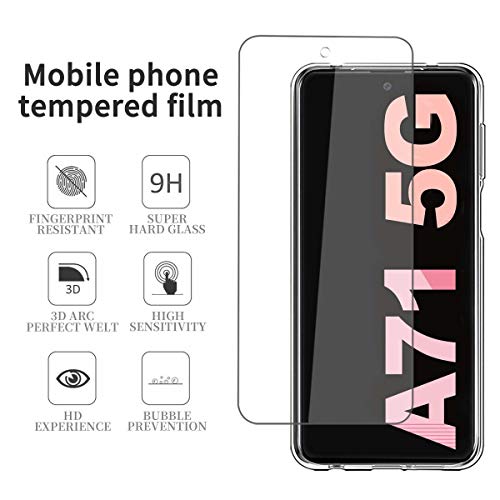 Pengkun Funda para Samsung Galaxy A71 5G con 2 Cristal Templado 2 Cristal Templado para cámara Trasera Transparente Silicona TPU para Samsung Galaxy A71 5G