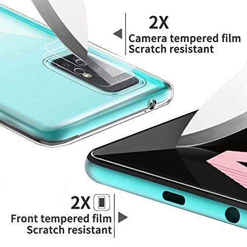 Pengkun Funda para Samsung Galaxy A71 5G con 2 Cristal Templado 2 Cristal Templado para cámara Trasera Transparente Silicona TPU para Samsung Galaxy A71 5G