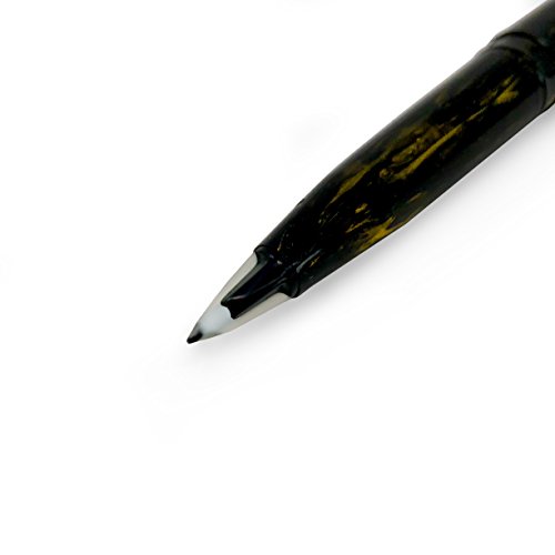 Pentel Fountain JM20 - Bolígrafo desechable tipo pluma, barril con diseño marmolado negro y dorado, tinta negra, caja de 12