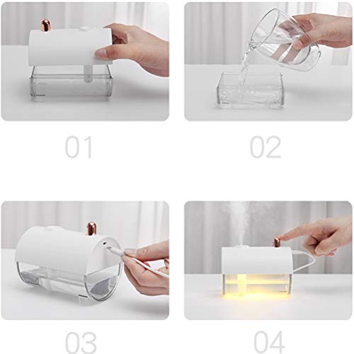 Pequeñas USB Mini Difusor De Vapor Frío, Bote Tipo Humidificador Con Temporizador Noche Silenciosa Función De Luz Y Puede Contener 250 Ml De Alquiler De Oficina En Casa [Clase Energética A],Rosado