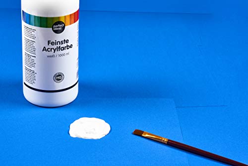 perfect ideaz pintura acrílica blanca 1000 ml, alta cobertura, pintura creativa en blanco, ideal para mezclar colores, accesorio de pintura y dibujo para la pintura acrílica