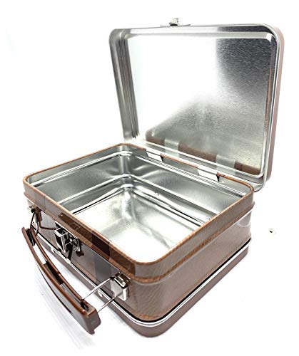 Perfectto24 - Caja de metal con tapa y asa, 14 x 10,5 x 5,3 cm, rectangular, vacía, rectangular, caja de almacenamiento rectangular de almacenamiento universal