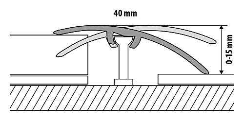 Perfil de transición, perfil de adaptación, perfil de compensación, 40 mm. Decoración de madera: color gris roble (C-01)