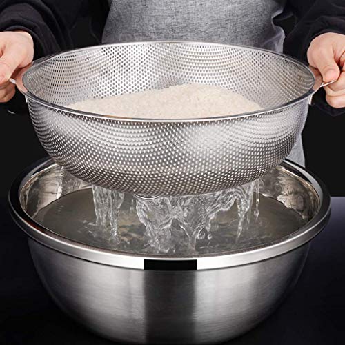 PETSOLA Colador De Malla De Acero Inoxidable Tamiz De Arroz Cesta De Lavado Escurridor De Fideos - 40cm - 38cm