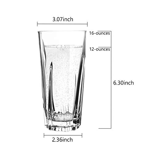 PEYOU Vasos Agua Cristal Plástico Duro (Juego de 4), Vasos de Agua 450 ML, Vasos Acrílico Transparentes [Resistente a Las Roturas,Reutilizable,Lavavajillas] para Té, Café, Whisky y Leche