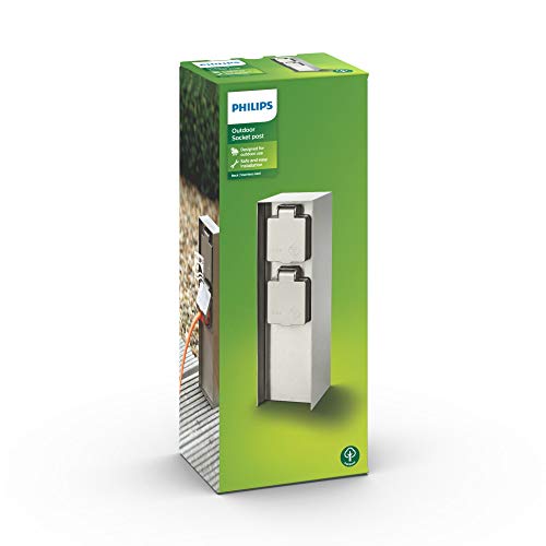 Philips myGarden Rock Side-earthing - Cuadro eléctrico, acero inoxidable, color gris