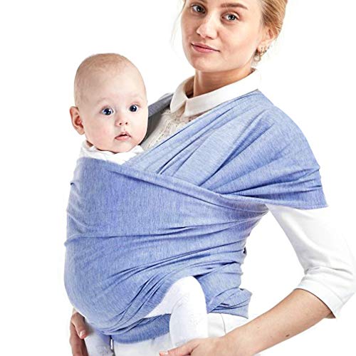 Phiraggit Fular Portabebé, Manta para Lactancia Un Tamaño para Todos - Elastico Porta bebé Wrap para Madre y Padre- Porteo Seguro y Ergonómico, portabebés para recién nacidos hasta 20 kg (Azul)