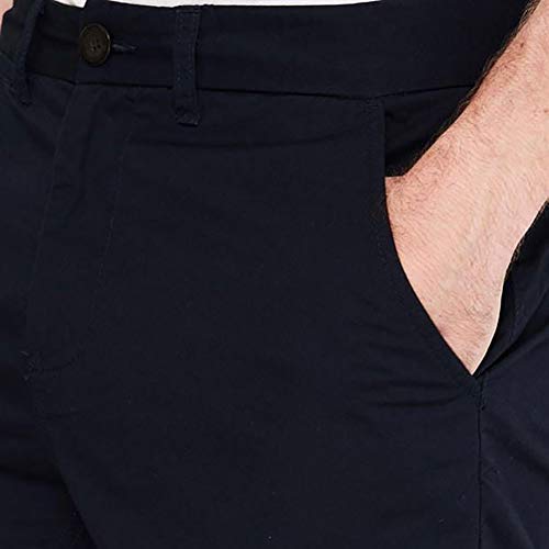 Pierre Cardin Hombre Pantalones Cortos Chinos Clásicos 100% Algodón con Cintura Trenzada - Multicolor - Mediana - XX tamaños Grandes Disponibles (XL, Sin Cinturón - Navy)