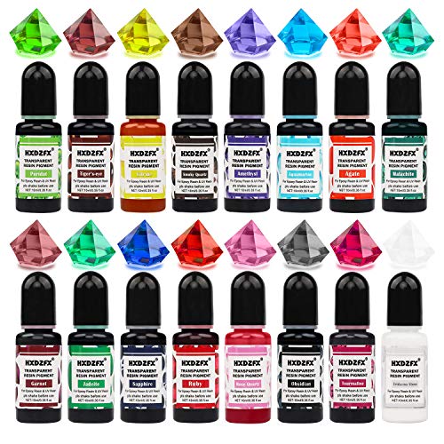 Pigmento de resina UV epoxi – 16 colores resina epoxi UV transparente colorante, concentrado epoxi resina UV líquido tinte para joyas de resina, pintura, manualidades (10 ml cada uno)