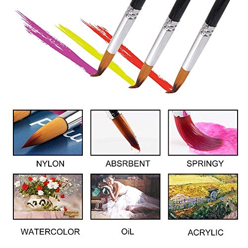 Pincel de Pintura,Set de Pinceles Profesional Artista Nylon Pincel Acrylic Brush para Acrílico Acuarela Óleo Pincel de Crafts Pintura Artesanal de Roca y Rostro (9 Piezas)