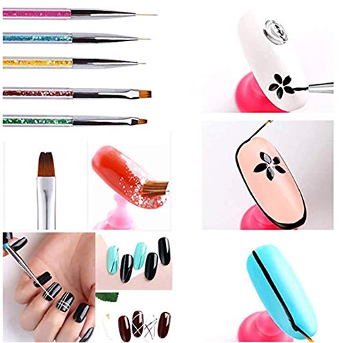 Pincel para arte de uñas Nail Art Arte Diseño Dotting Pen Cepillo uñas pinceles para decoración de uñas, Nail Art acrílico pintura UV GEL 3D Resplandecer Liner Nail Polish dibujo diseño cepillo