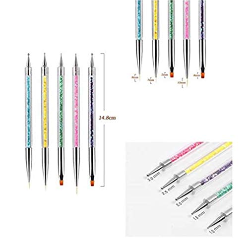 Pincel para arte de uñas Nail Art Arte Diseño Dotting Pen Cepillo uñas pinceles para decoración de uñas, Nail Art acrílico pintura UV GEL 3D Resplandecer Liner Nail Polish dibujo diseño cepillo