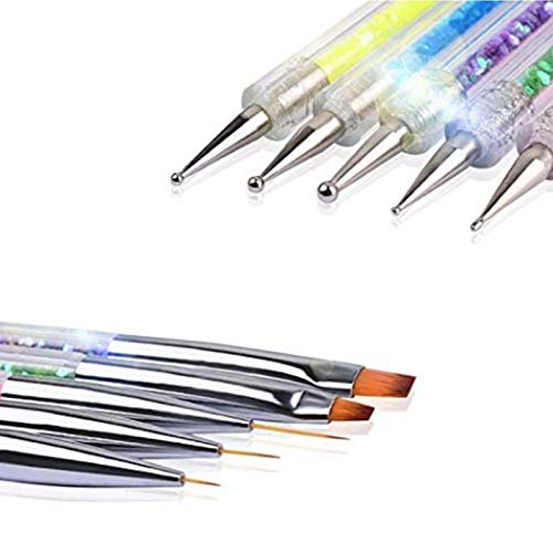 Pincel para arte de uñas Nail Art Arte Diseño Dotting Pen Cepillo uñas pinceles para decoración de uñas, Nail Art acrílico pintura UV GEL 3D Resplandecer Liner Nail Polish dibujo diseño cepillo